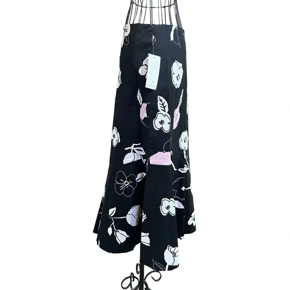 Vintage Pepita La Bambola A-Line Hip Hugger Stretch Floral Print Skirt NWT